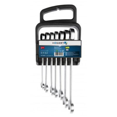 Набор комбинированных трещоточных ключей, 10-19 мм, 7 шт., 72T, сталь CrV 6140