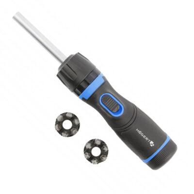 Отвертка со сменными битами и редуктором 1:5. С поворотной рукояткой