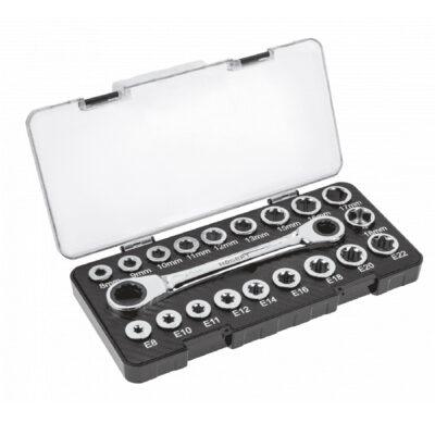 Накидной ключ с трещотками, 20 насадок