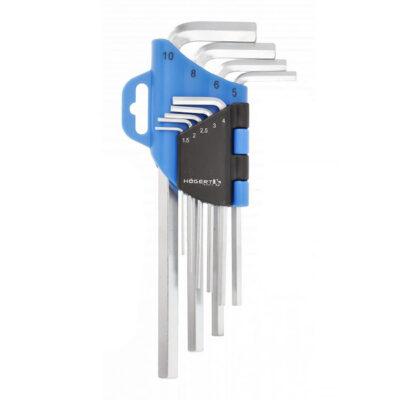 Набор шестигранных длинных Г-образных ключей 1.5-10 мм, CrV, 9 шт