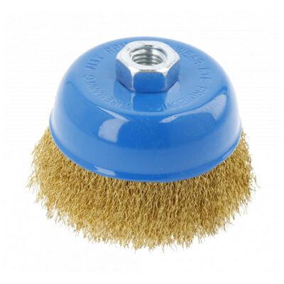 Щетка дисковая c резьбой, 100 мм, латунная проволока